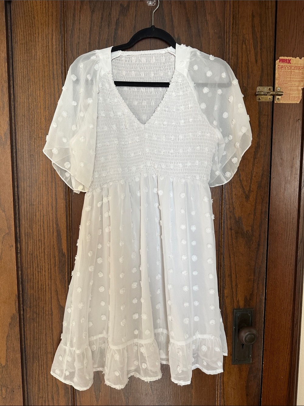 White Swiss Dot Ruffle Dress
